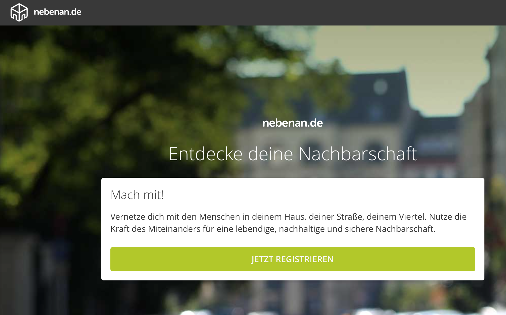 Nachbarn finden sich online: www.nebenan.de